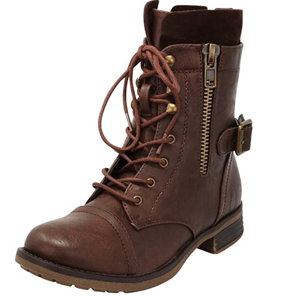 Cambridge Women's Combat Zipper Ankle Bootie - Picture 1 of 4